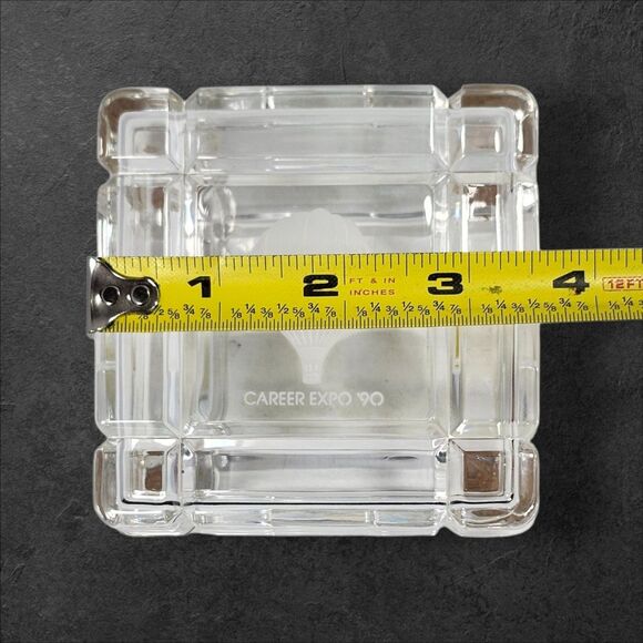 Vintage 1990 Career Expo Crystal Trinket Box Hot Air Balloon Etched Lid 3.75" - Picture 13 of 14